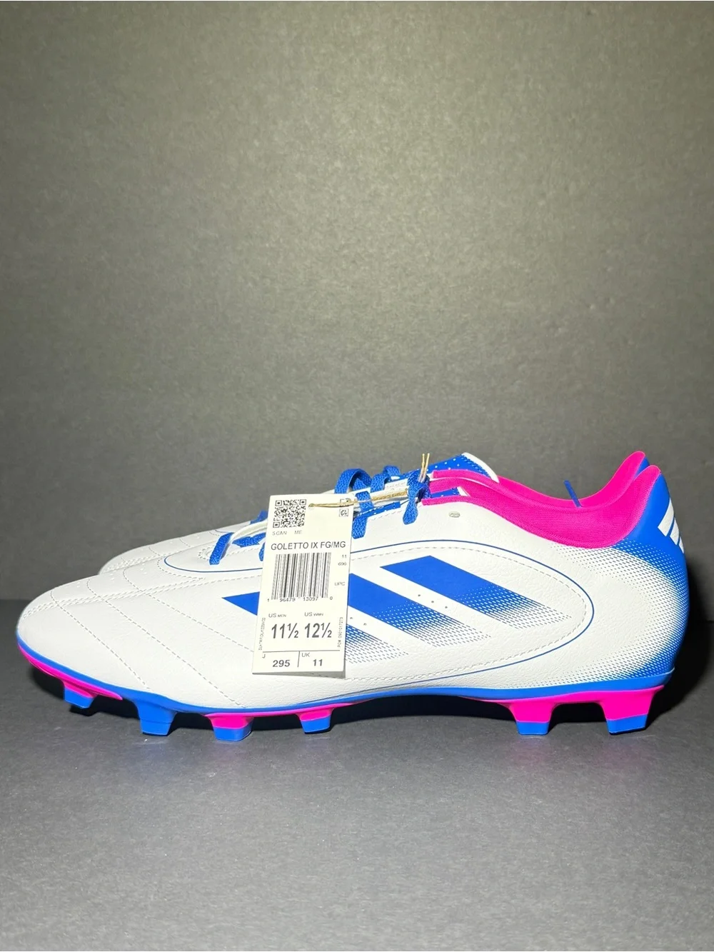 Adidas White Blue Pink Firm-Ground Soccer Cleats